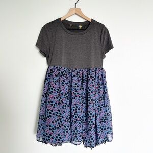 Admit One Mixed Pattern Skater Tshirt Mini Dress